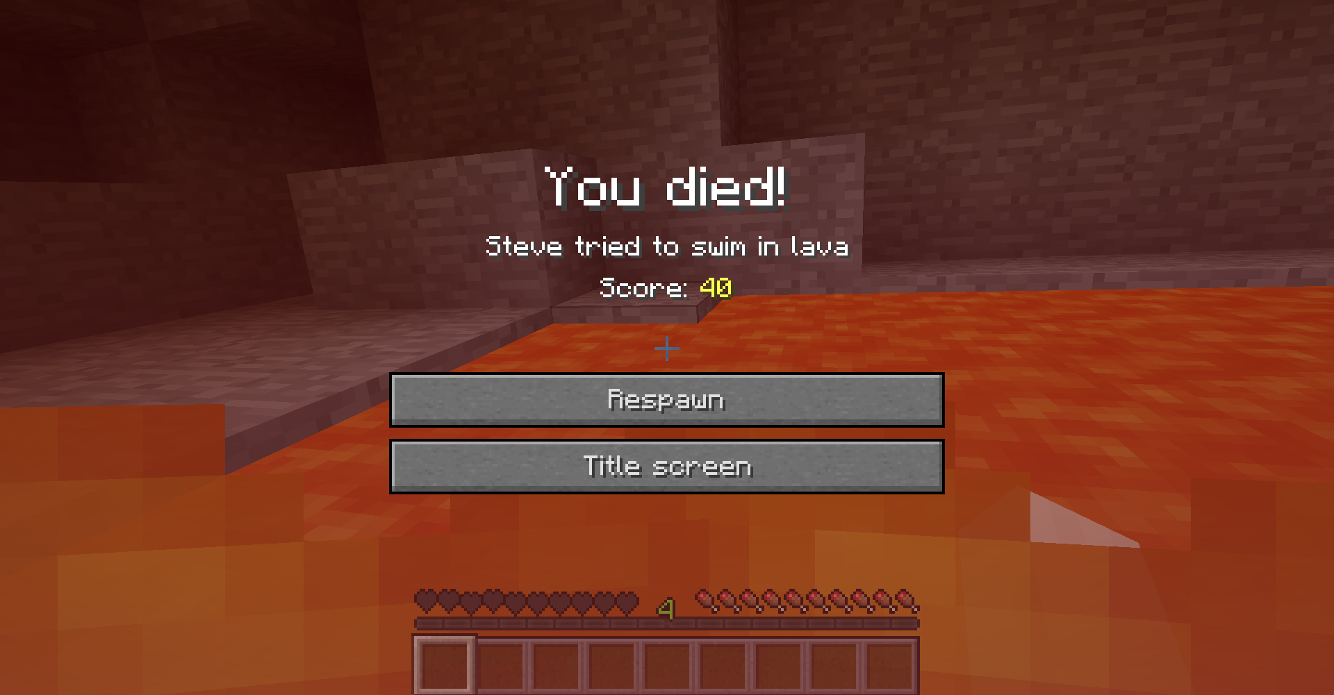 Imagine jucător Minecraft pierzând în lavă